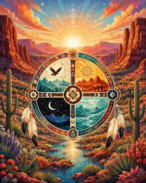 Southwestern Mandala Matted Art Print - Wholesale Metaphysical Wall Decor for Shops
