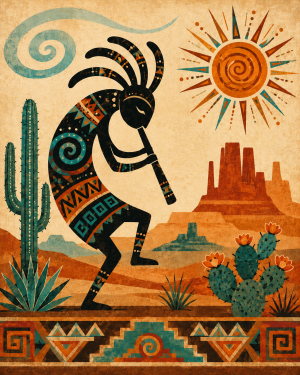 Spirit of Music Kokopelli Art Print Matted Wholesale Southwestern Wholesale