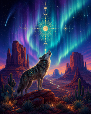 Spirit of the Wild Howling Wolf Art Print Matted Wholesale Western Decor
