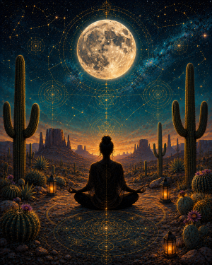 Spiritual Midnight Meditation Southwestern Matted Art Print - Wholesale Metaphysical Wall Decor