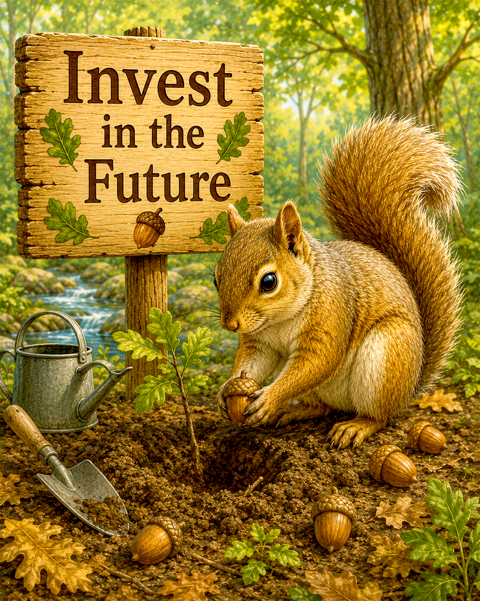 Squirrel Wall Art Matted Art Print - Woodland Nature Decor with Inspirational Quote