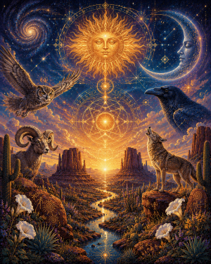 Star Blessed Desert Animals Art Print Matted Wholesale Southwestern Decor