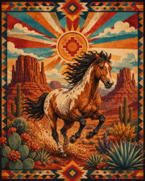 Stylized Wild Horse Print Matted Wholesale Southwestern Wholesale
