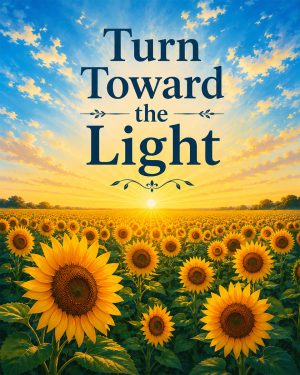 Sunflower Wall Art Matted Art Print - Turn Toward the Light Motivational Decor