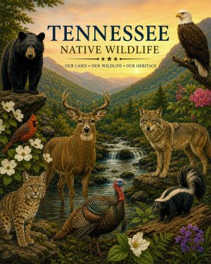 Tennessee-Native-Wildlife-Matted-Art-PrintQQSmoky-Mountain-Animal-Collection