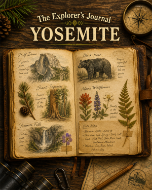 The Explorer's Journal Yosemite Matted Art Print - Vintage Natural History Art