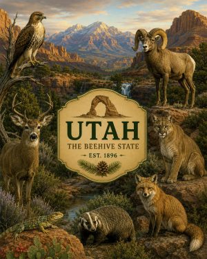 Utah-Canyon-and-Mountain-Wildlife-Matted-Art-PrintQQNative-Animal-Wall-Decor
