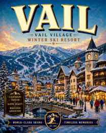 Vail Village Winter Matted Print - Luxury Colorado Travel Wholesale Art