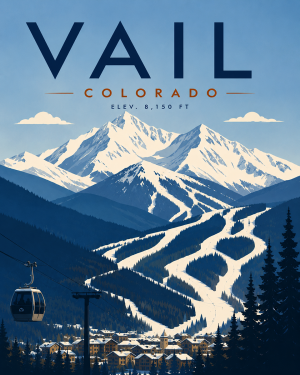 Vail Village Winter Ski Resort Matted Print - Luxury Colorado Travel Wholesale Art