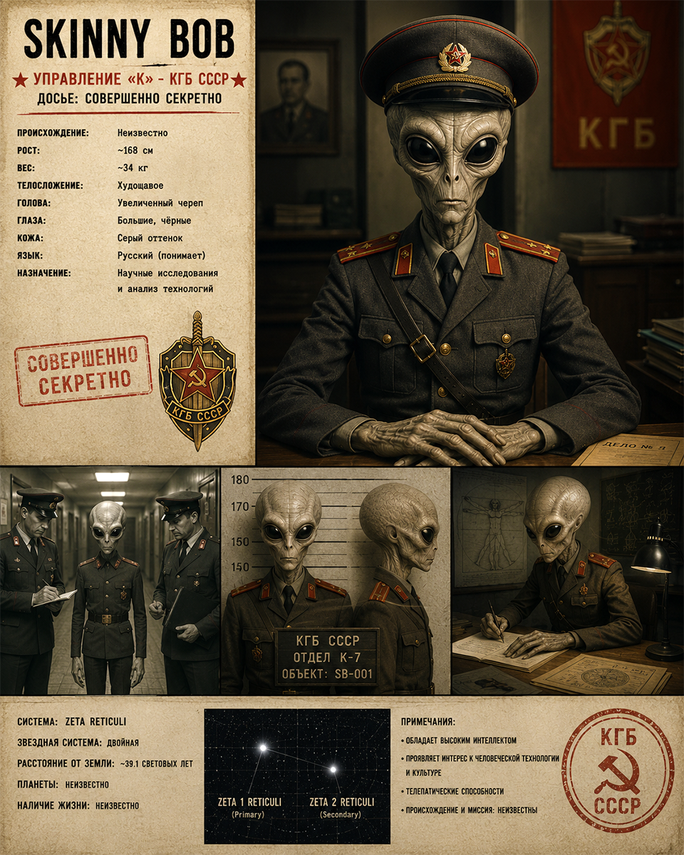 Vintage Skinny Bob Extraterrestrial Matted Print - Retro Wholesale KGB UFO Travel Souvenir