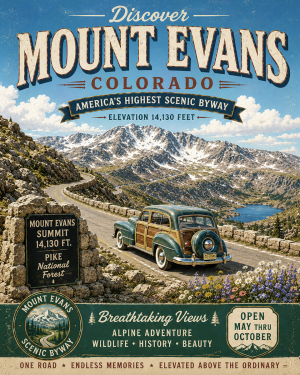 Vintage Style Mount Evans Colorado Matted Print - Wholesale Souvenir