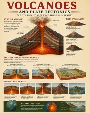 Volcanoes and Plate Tetonics Matted Art Prints for Classrooms
