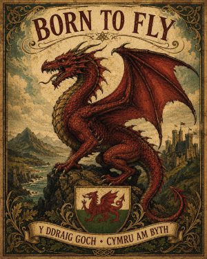Welsh Red Dragon - Born to Fly - Vintage Matted Art Print