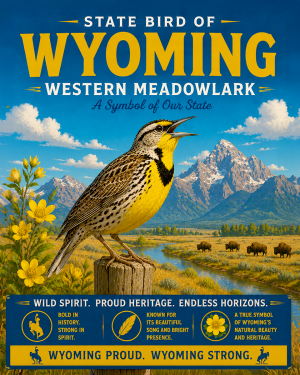 Western Meadowlark Wyoming State Bird Matted Art Print - High Country Wildlife Art for Rugged Western Lodge Gallery