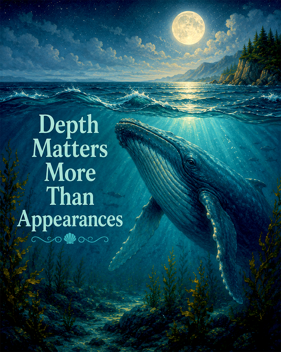 Whale Ocean Wall Art Matted Art Print - Coastal Decor with Inspirational Quote