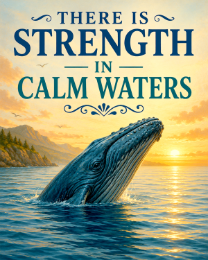 Whale Wall Art Matted Art Print - Coastal Ocean Decor with Inspirational Quote