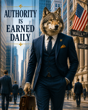 Wolf Executive Wall Art Matted Art Print - Authority Is Earned Daily Success Decor