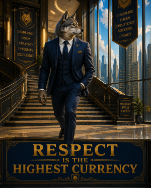 Wolf Executive Wall Art Matted Art Print - Respect Is the Highest Currency Office Decor