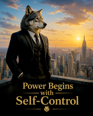 Wolf Leadership Wall Art Matted Art Print - Power Begins with Self Control Motivational Decor