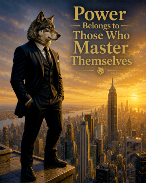 Wolf Leadership Wall Art Matted Art Print - Power Belongs to Those Who Master Themselves Business Inspiration Decor