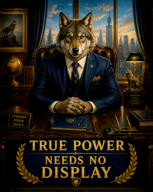 Wolf Power Wall Art Matted Art Print - True Power Needs No Display Leadership Decor