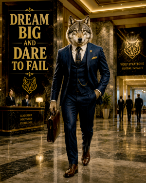 Wolf Purpose Wall Art Matted Art Print - Dream Big and Dare to Fail Motivational Decor
