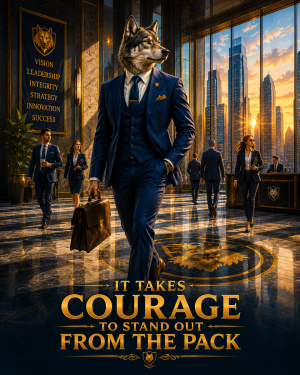 Wolf Purpose Wall Art Matted Art Print - It Takes Courage to Stand Out From the Pack Motivational Decor