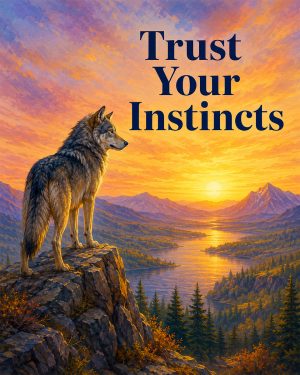 Wolf Wall Art Matted Art Print - Trust Your Instincts Motivational Decor