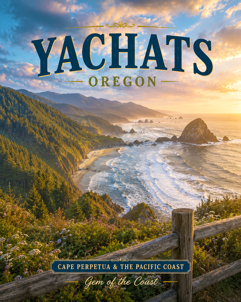 Yachats Oregon Cape Perpetua & Pacific Coastline Matted Print - Wholesale Gem of the Coast Art