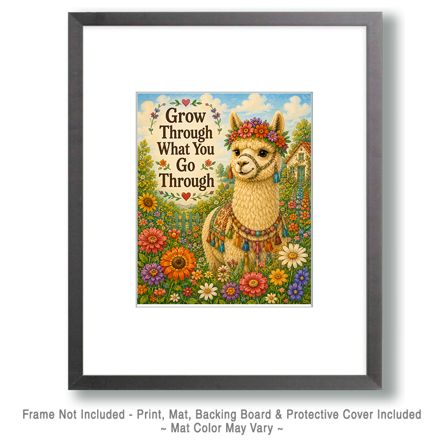 Alpaca Garden Wall Art Matted Art Print - Inspirational Cottagecore Decor - Image 2