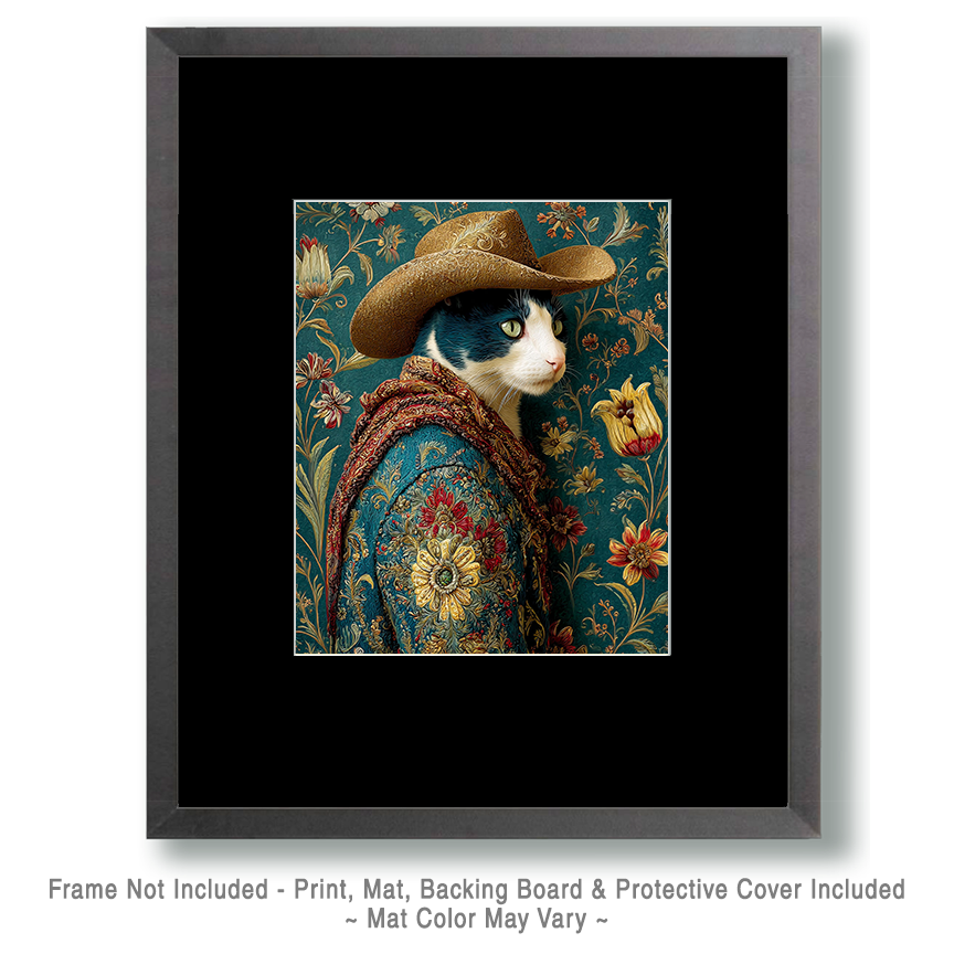 Barnaby the Cowboy Cat - Matted Art Print for Shabby Chic Desert Wall Art - Image 2