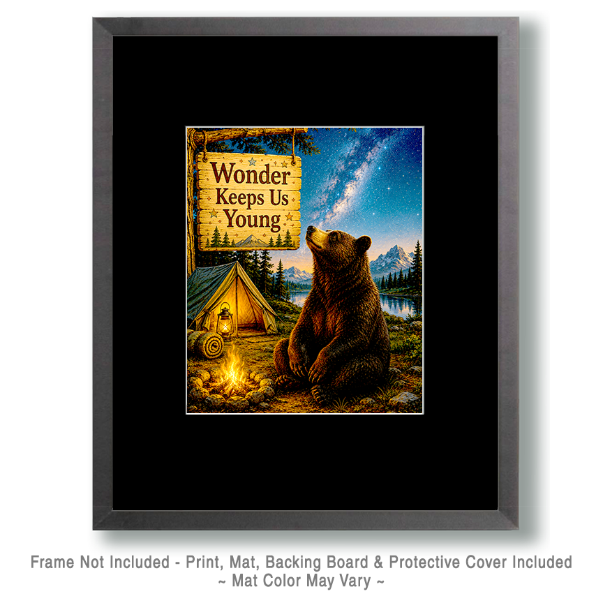 Bear Camping Wall Art Matted Art Print - Outdoor Adventure Decor with Inspirational Quote - Image 2