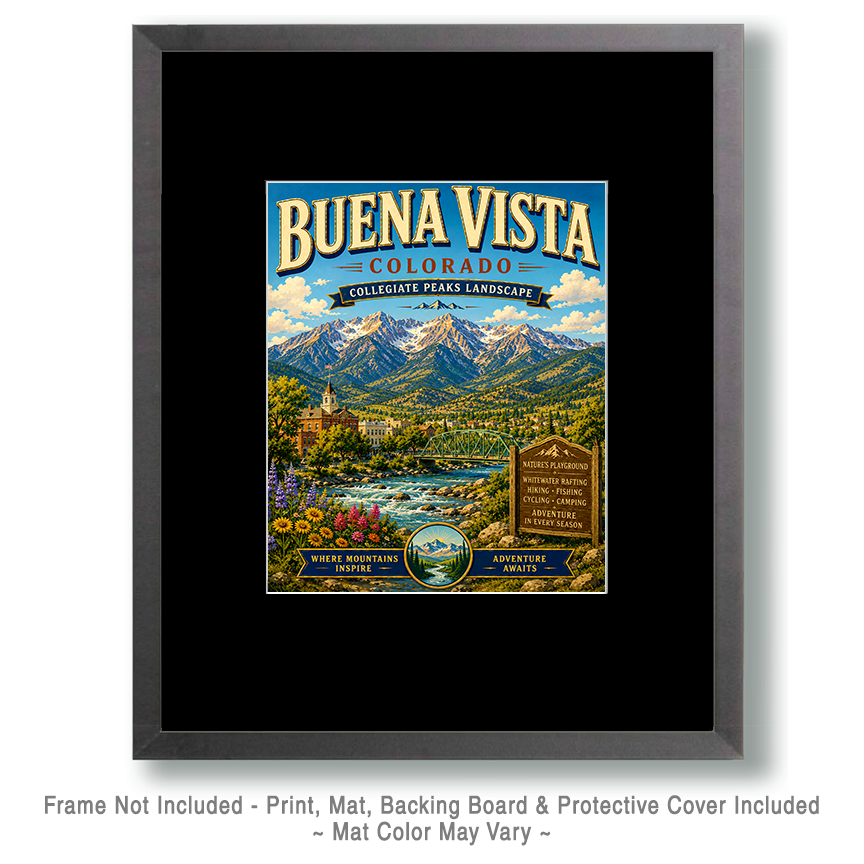 Buena Vista Colorado Collegiate Peaks Landscape Matted Print - Wholesale Adventure Art - Image 2