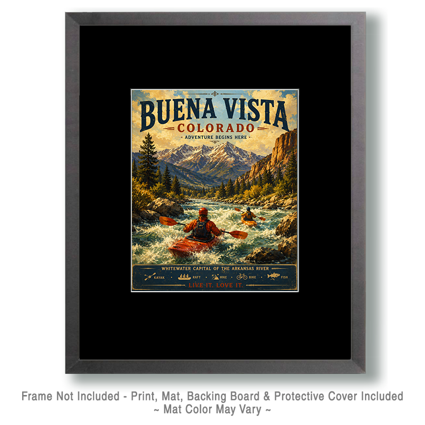 Buena Vista Colorado River Rafting Matted Print - Wholesale Adventure Art - Image 2