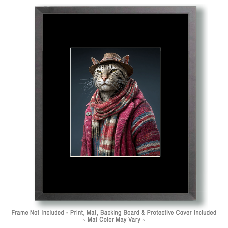 Buster the Houston Cowboy Cat - Matted Art Print for Wild West Gift Shop Novelty Art - Image 2