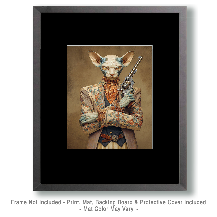 Cade the Killer Cowboy Cat - Matted Art Print for Country Farmhouse Decor - Image 2