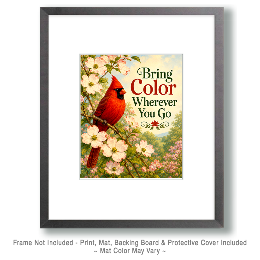 Cardinal Bird Wall Art Matted Art Print - Colorful Nature Decor with Positive Message - Image 2