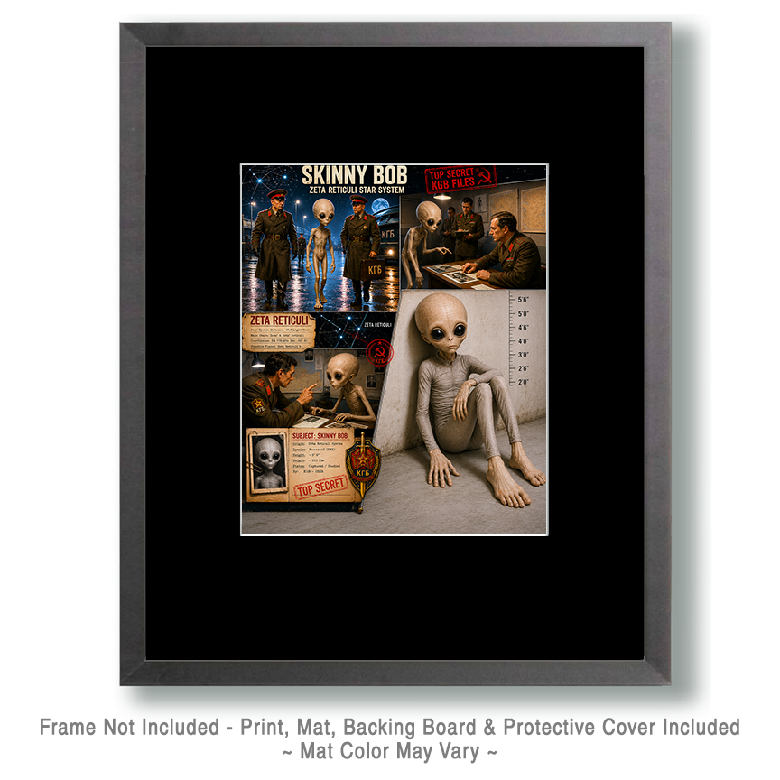 Cosmic Visitor Skinny Bob Zeta Reticuli Matted Print - Wholesale Alien Encounter Art - Image 2