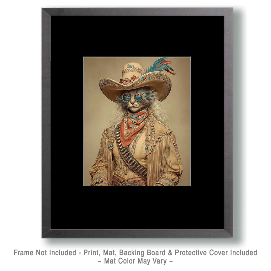 Declan the Taos Frontiersman Cowboy Cat - Matted Art Print for Western Boutique Home Accent - Image 2