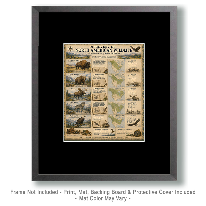 Discovery of North American Wildlife Matted Art Print - Natural History Discovery Chart - Image 2