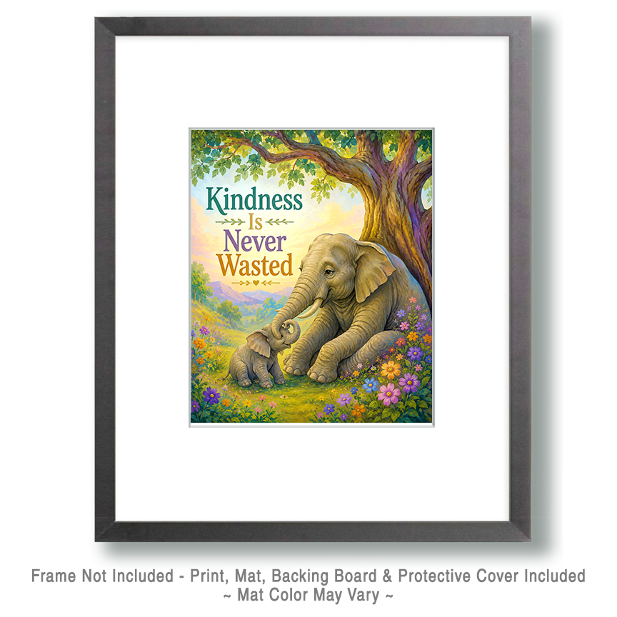 Elephant Inspirational Wall Art Matted Art Print - Motivational Animal Decor with Positive Saying - Image 2