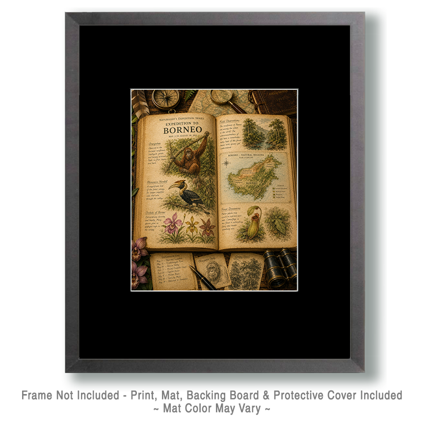 Expedition to Borneo Matted Art Print - Vintage Rainforest Expedition Art - Image 2