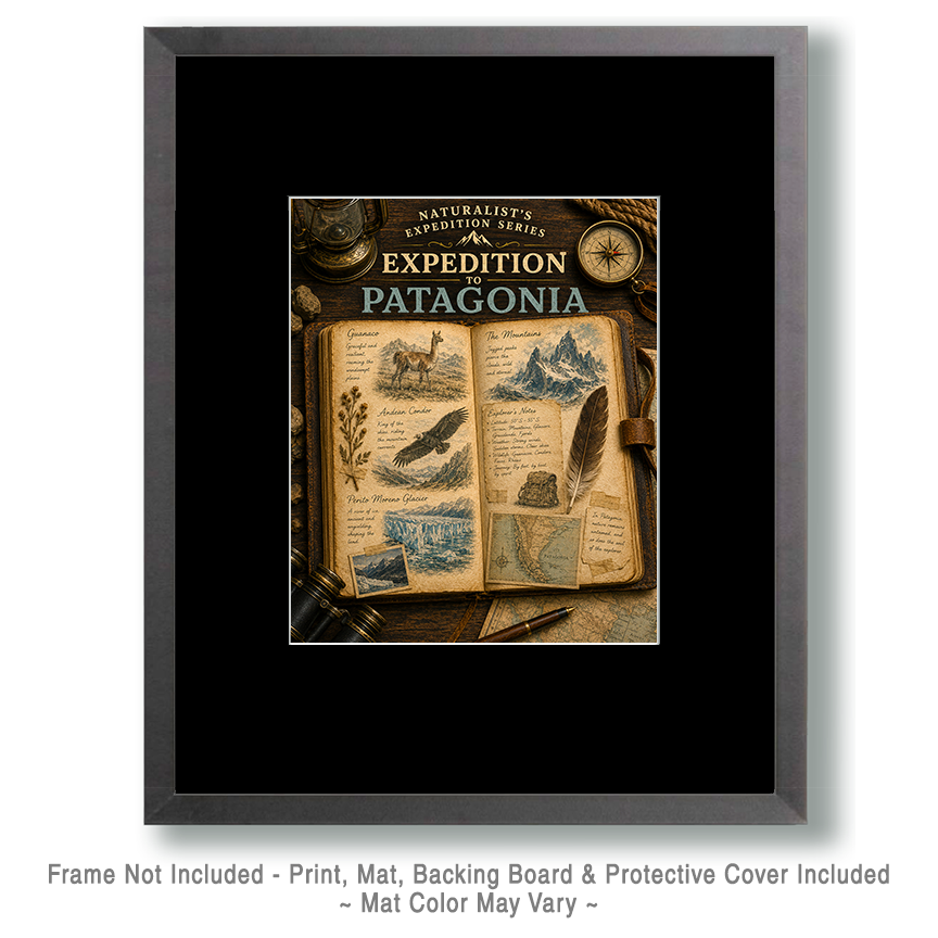 Expedition to Patagonia Matted Art Print - Vintage Wilderness Exploration Art - Image 2