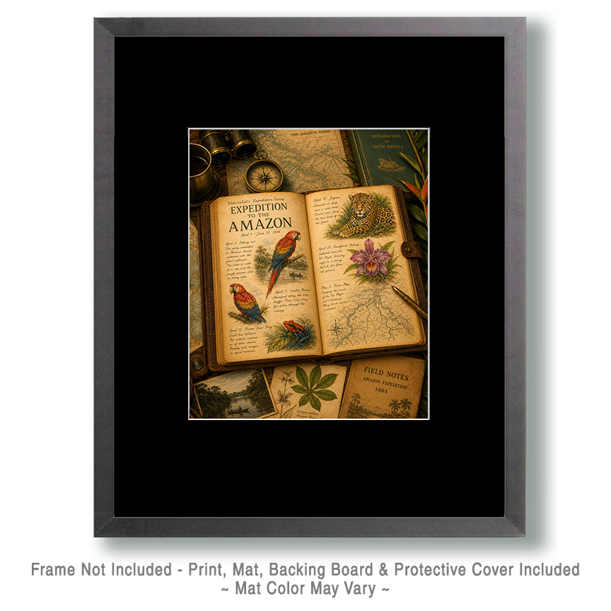 Expedition to the Amazon Matted Art Print - Vintage Rainforest Exploration Art - Image 2