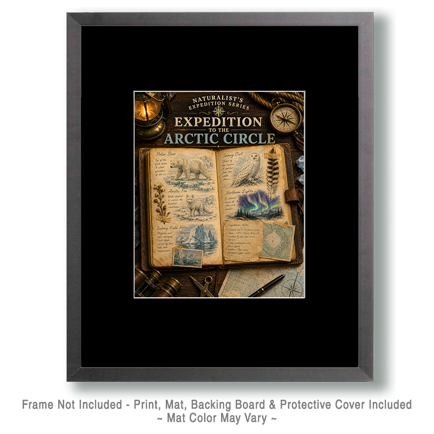 Expedition to the Arctic Circle Matted Art Print - Vintage Polar Exploration Art - Image 2