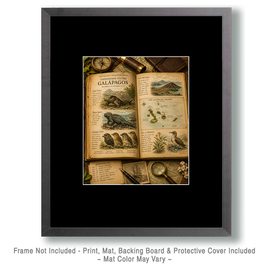 Expedition to the Galápagos Matted Art Print - Vintage Natural History Art - Image 2