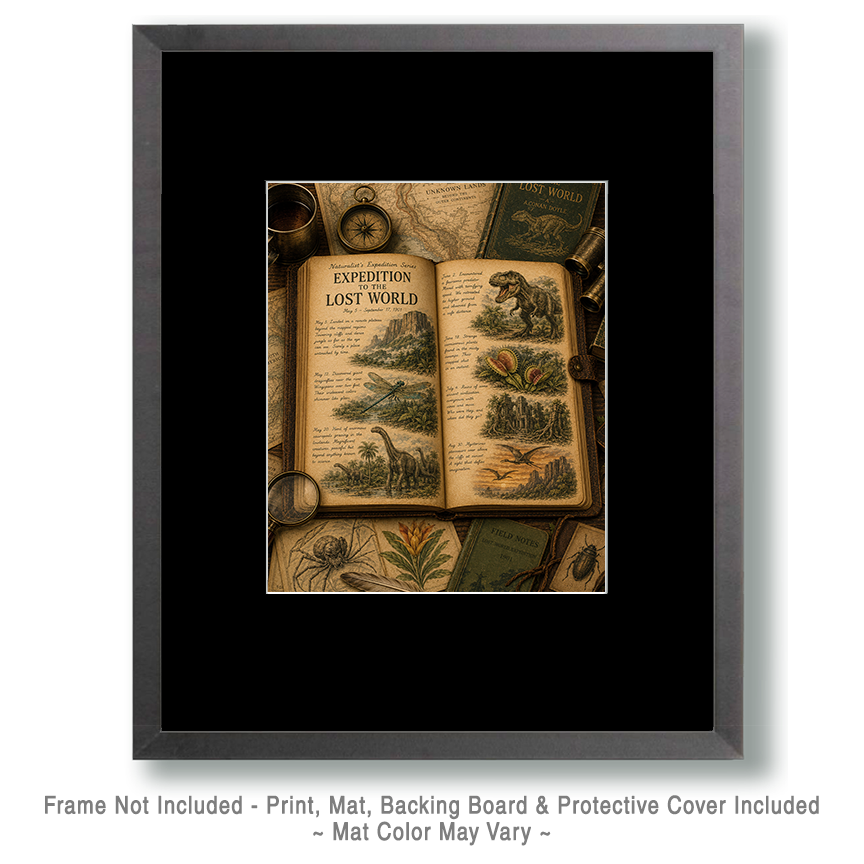 Expedition to the Lost World Matted Art Print - Vintage Adventure Exploration Art - Image 2