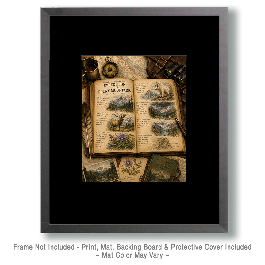 Expedition to the Rocky Mountains Matted Art Print - Vintage Mountain Expedition Art - Image 2