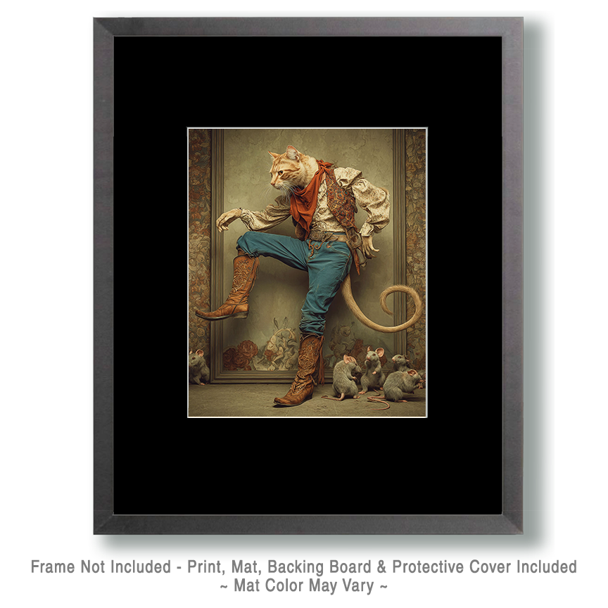 Fancy Lowbrow Lary the Cowboy Cat - Matted Art Print for Wild West Gift Shop Novelty Art - Image 2