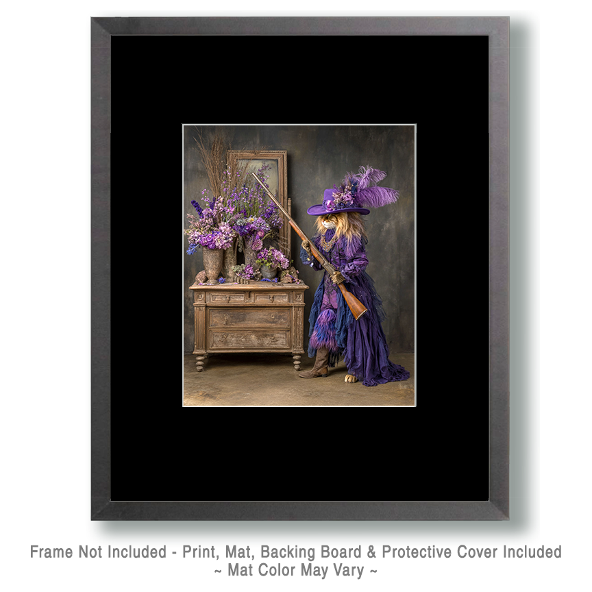 Fiona the Lavender Legend Cowgirl Cat - Matted Art Print for Texas Ranch House Style Art - Image 2